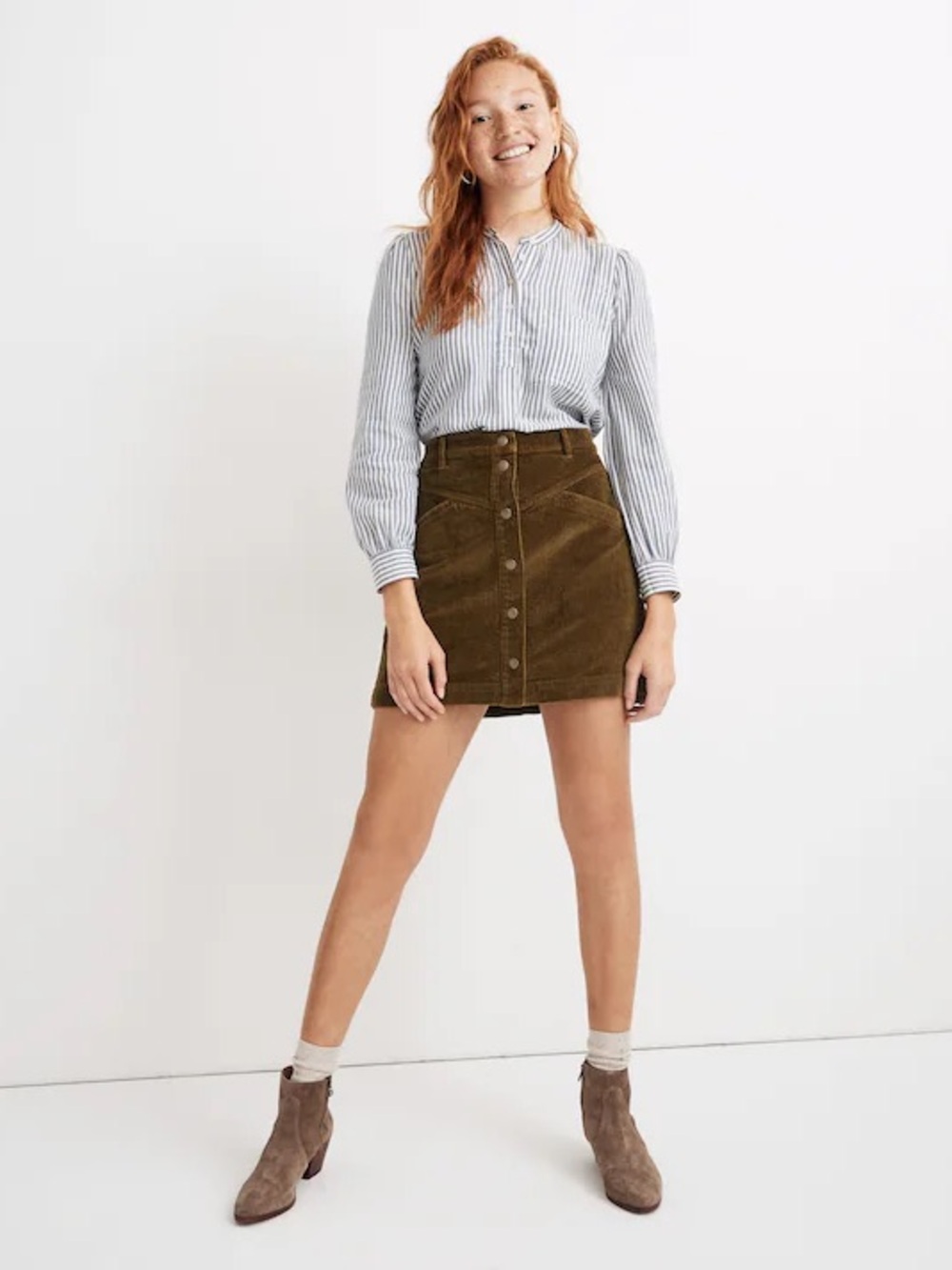 Madewell Corduroy A-Line‎ Snap Mini Skirt size 8